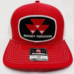 Red And White Massey Ferguson Richardson 112 Snap Back Hat Cap
